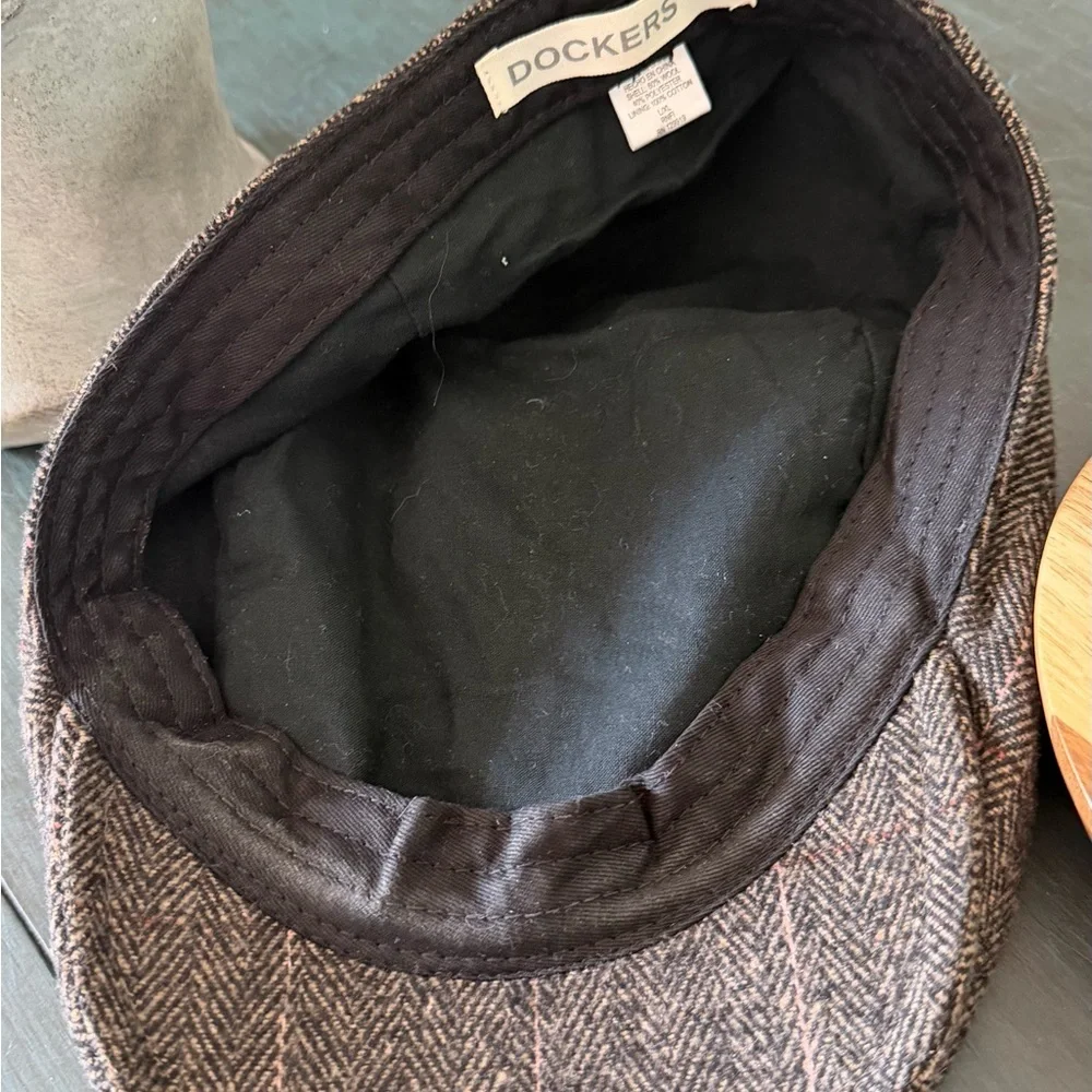 Dockers newsboys hat wool cotton blend Vintage  Tweed Irish flat cap L/XL - 23”